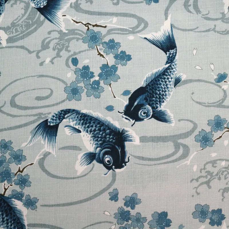 Koi Karpfen und Kirschblüten - Grau