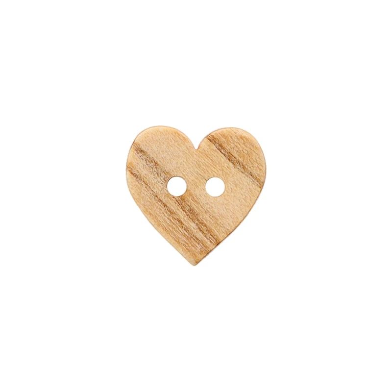 Holz Knopf 2 Loch Ø 20 mm Herz braun