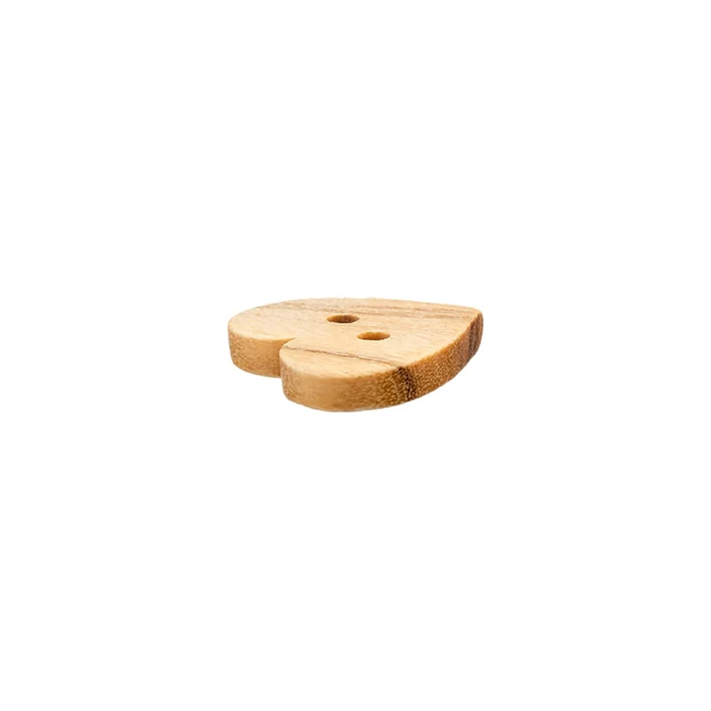 Holz Knopf 2 Loch Ø 20 mm Herz braun