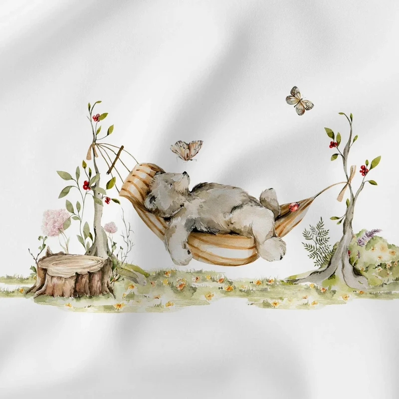 Stoffpanel Bär und Schmetterlinge
