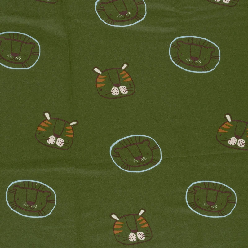 French Terry Löwen – Khaki-Grün