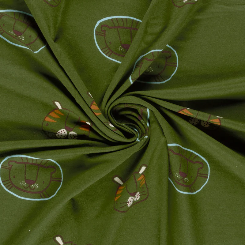 French Terry Löwen – Khaki-Grün