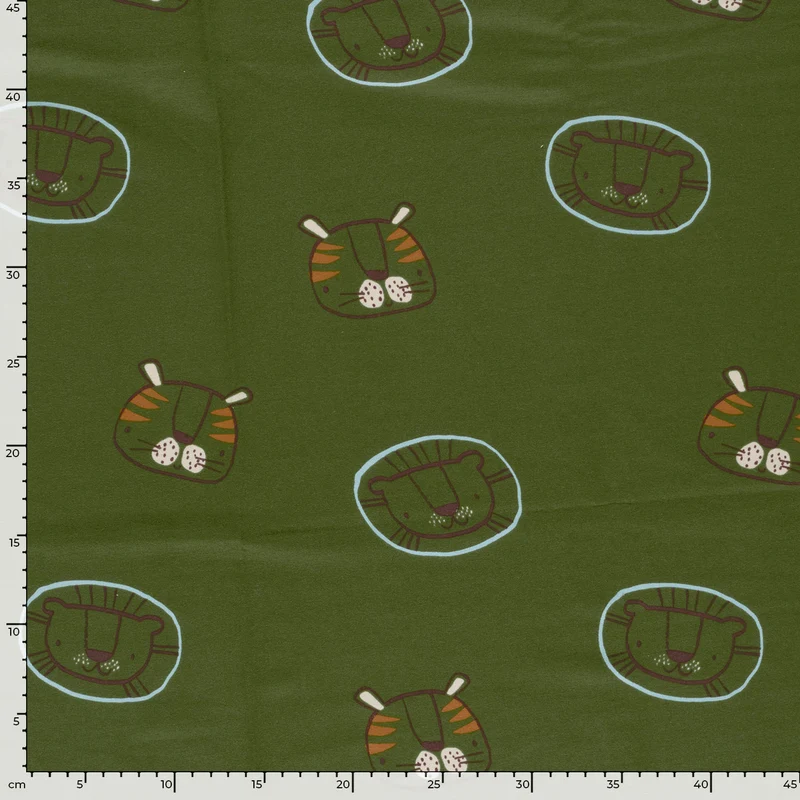 French Terry Löwen – Khaki-Grün