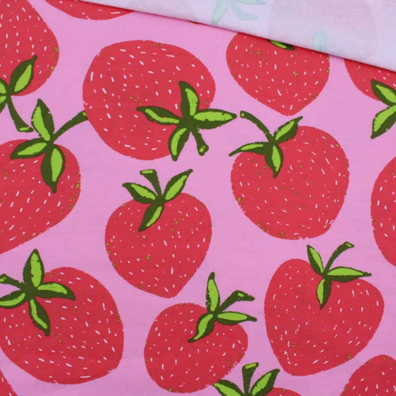 Jersey Stoff Erdbeeren | Rosa