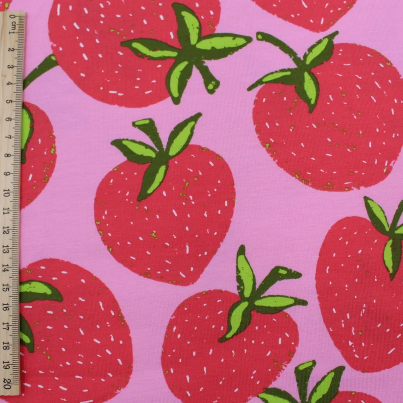 Jersey Stoff Erdbeeren | Rosa