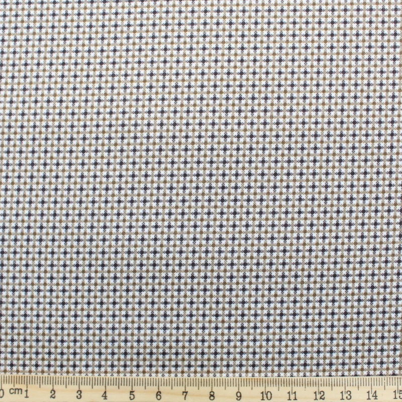 Baumwollsatin mit feinem Karomuster – Beige