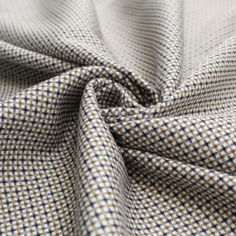 Baumwollsatin mit feinem Karomuster – Beige