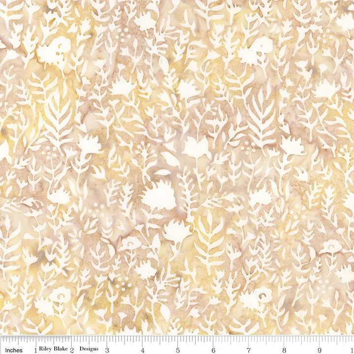 Rley Blake Expressions Batiks, Floral Grid, Old China, Parmesan