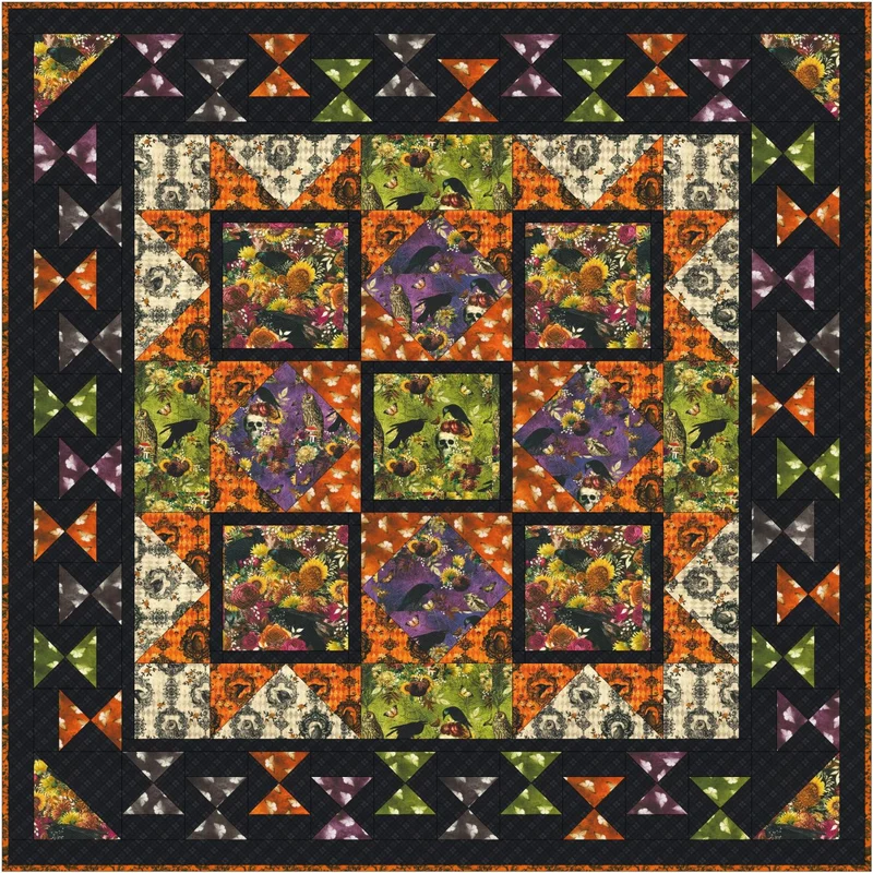 Ravenwood Quilt Kit 68" X 68", 2 3/4yd Black Background not included