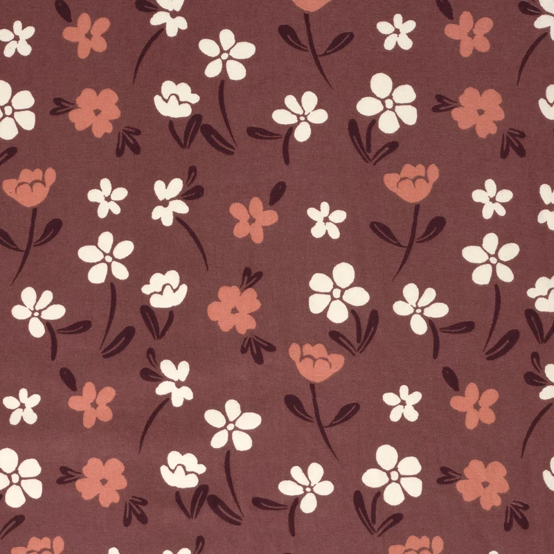 Flanell Blumen – Bordeauxrot