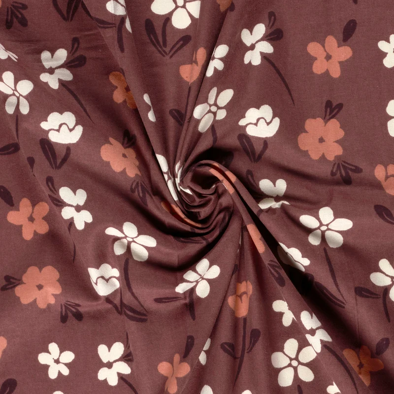 Flanell Blumen – Bordeauxrot