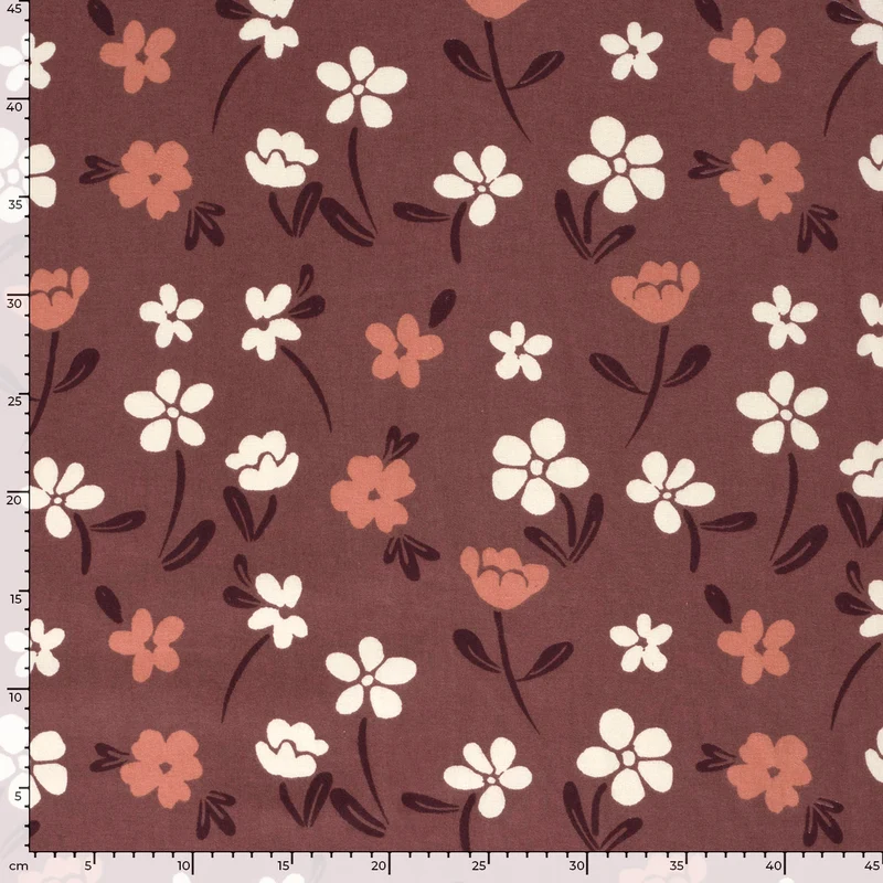 Flanell Blumen – Bordeauxrot