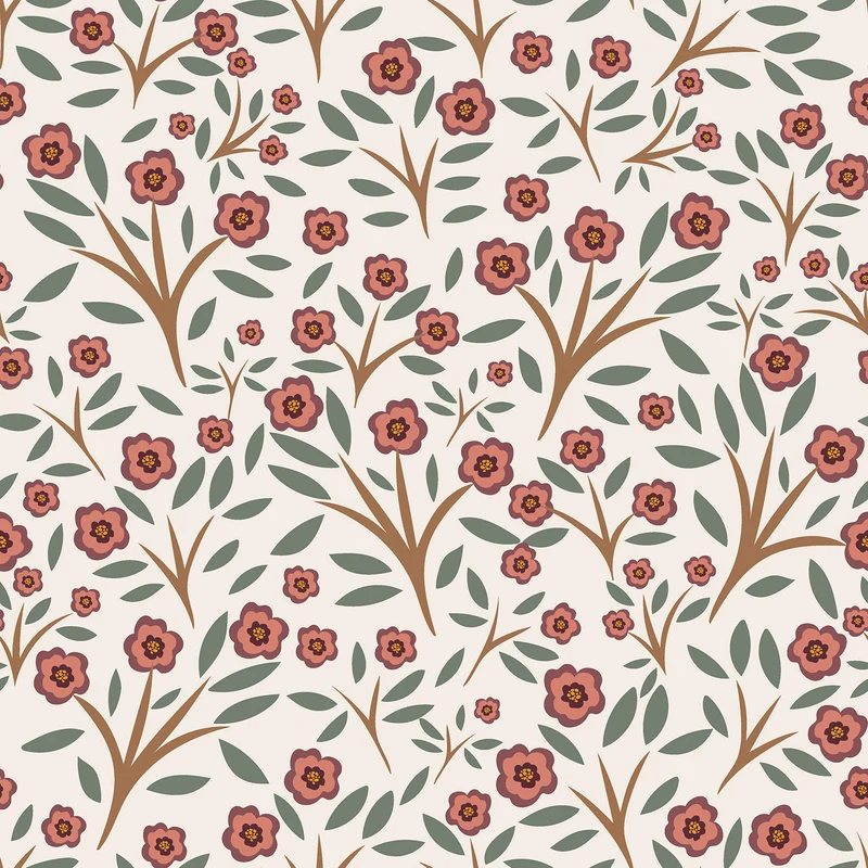 Flanell Blumen – Beige