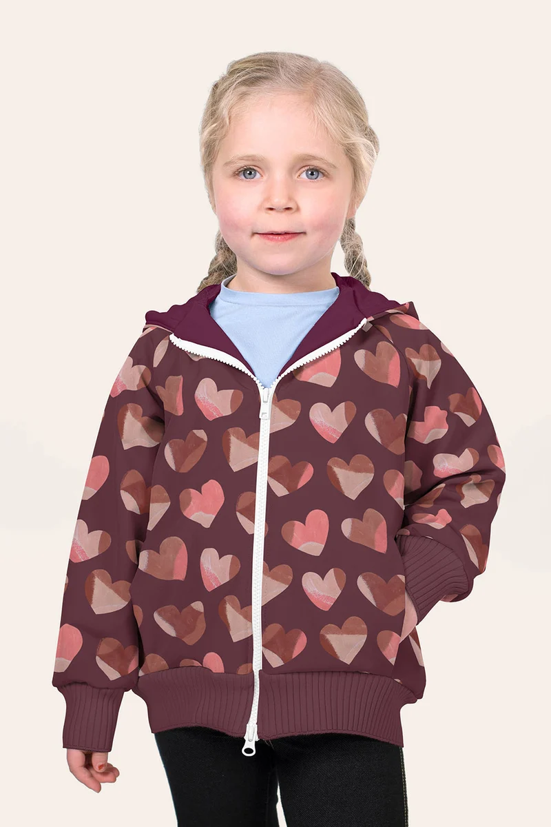 Softshell Herzen – Bordeauxrot