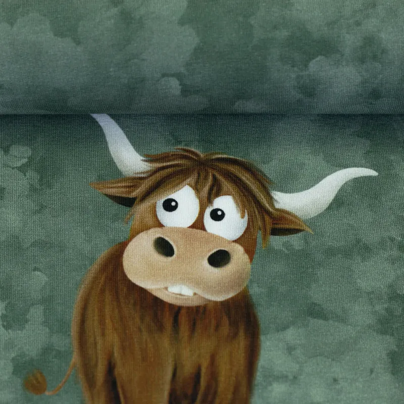 Panel – French Terry Kühe Holy Cow by Mrs Mint Design | Swafing smaragd