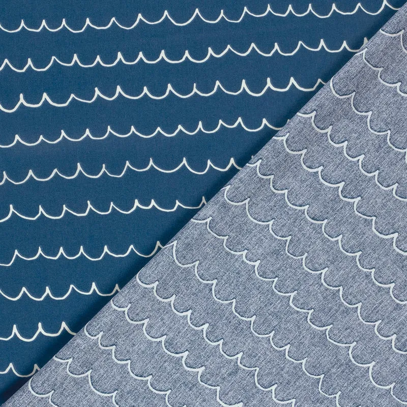 Baumwollpopeline Aqua – Cobalt
