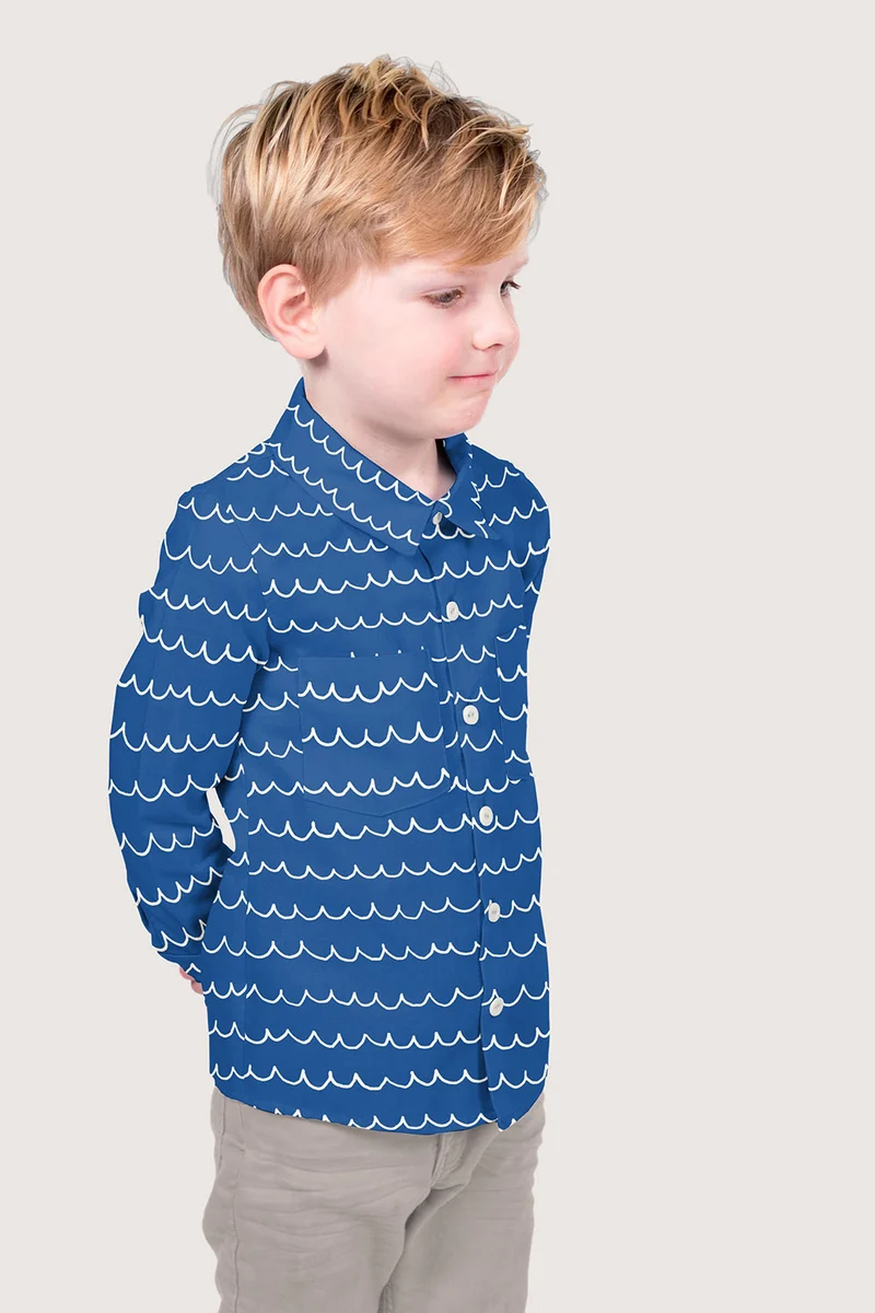 Baumwollpopeline Aqua – Cobalt