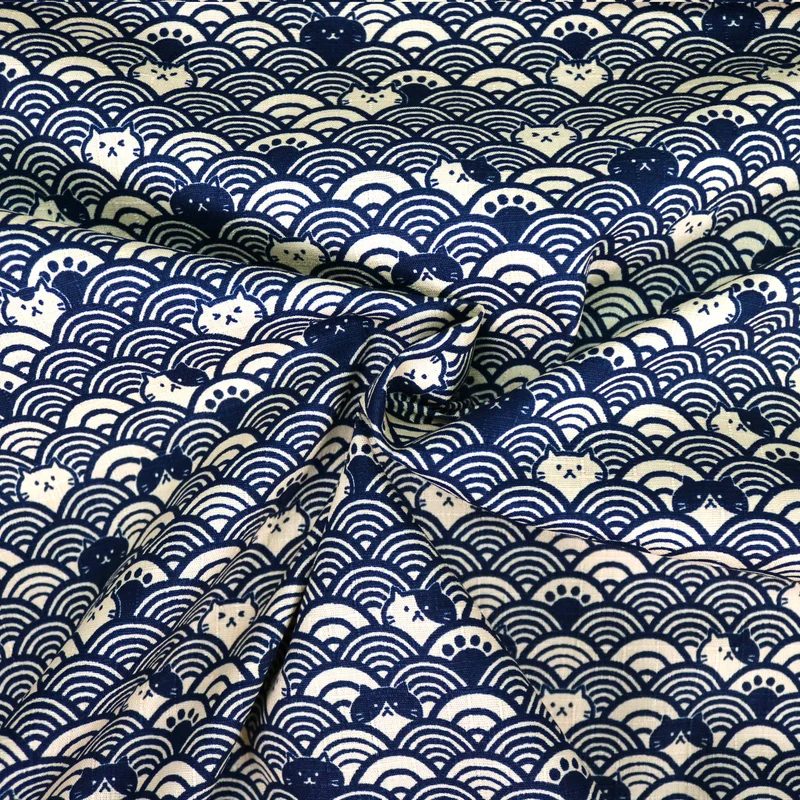 Seigaiha to Neko - Dunkelblau