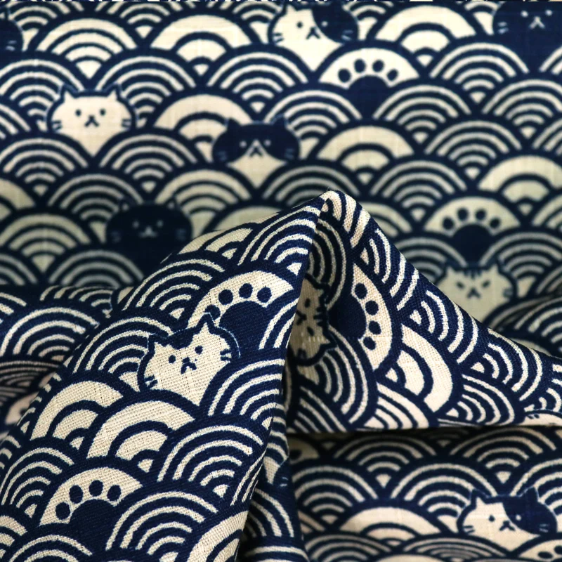 Seigaiha to Neko - Dunkelblau