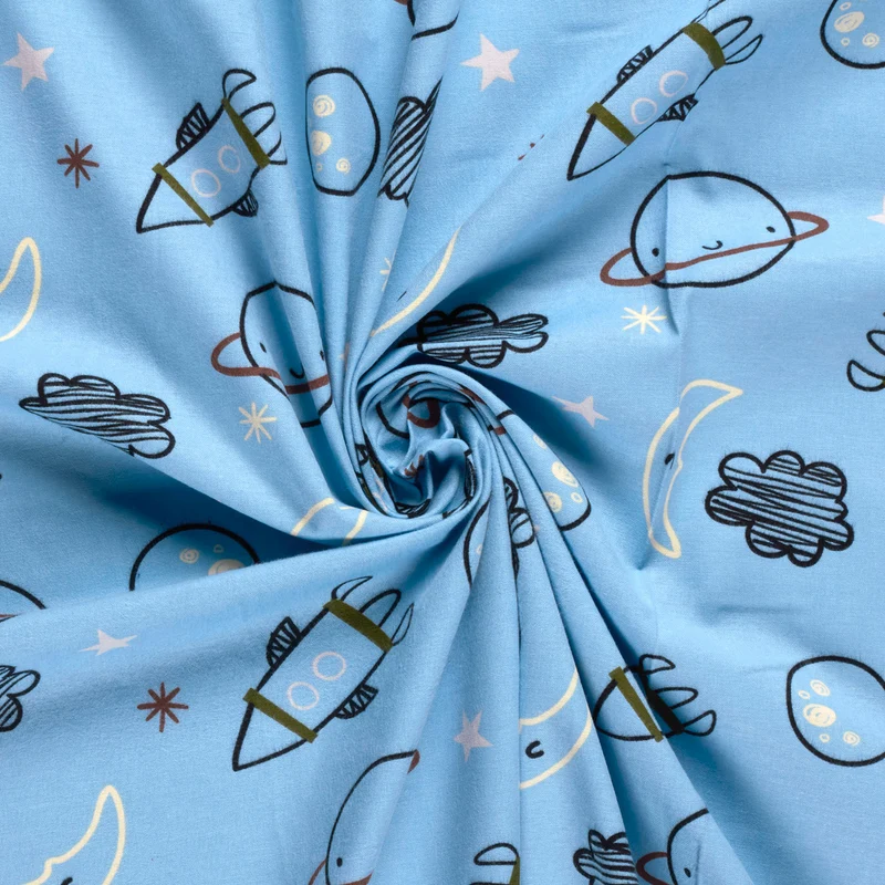 Flanell Weltraum – Hellblau