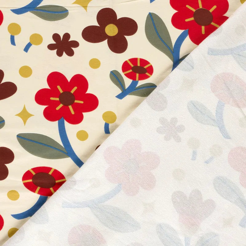 French Terry Blumen – Beige