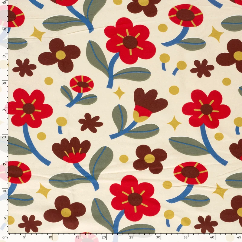 French Terry Blumen – Beige