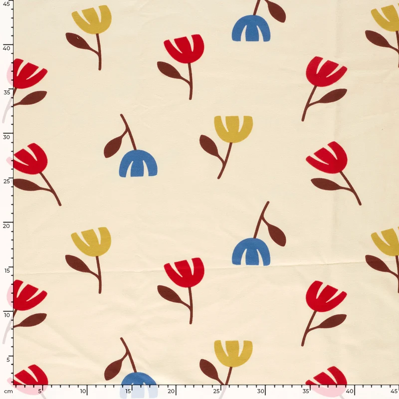 French Terry Blumen – Beige