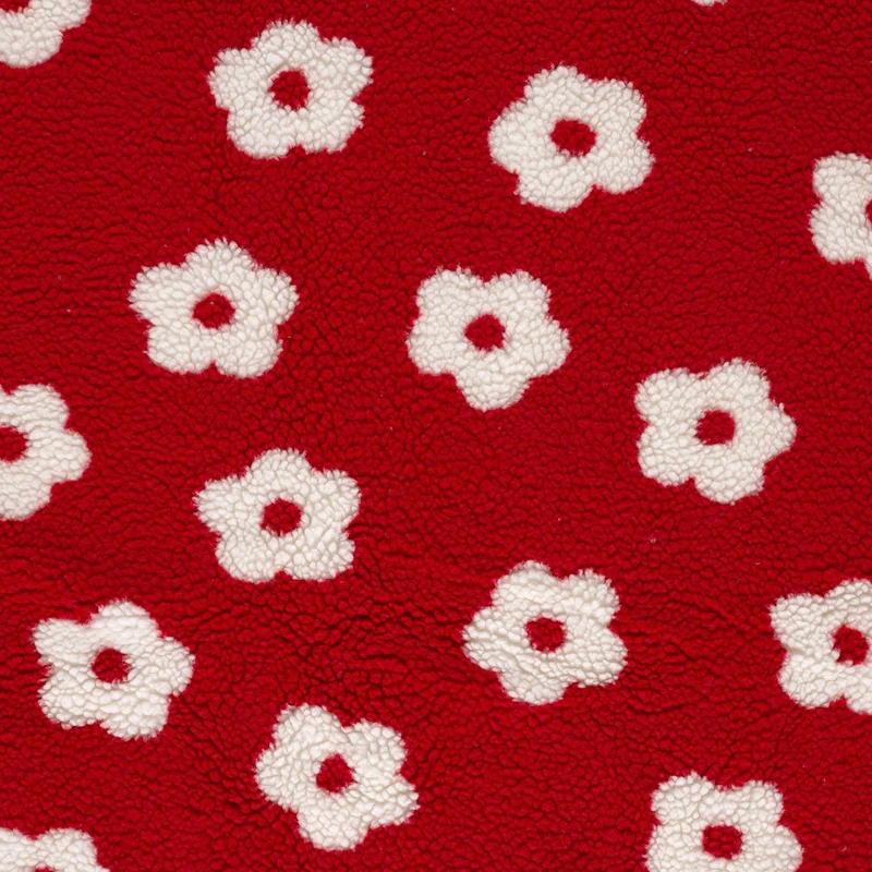 Sherpa-Fleece Blumen – Rot