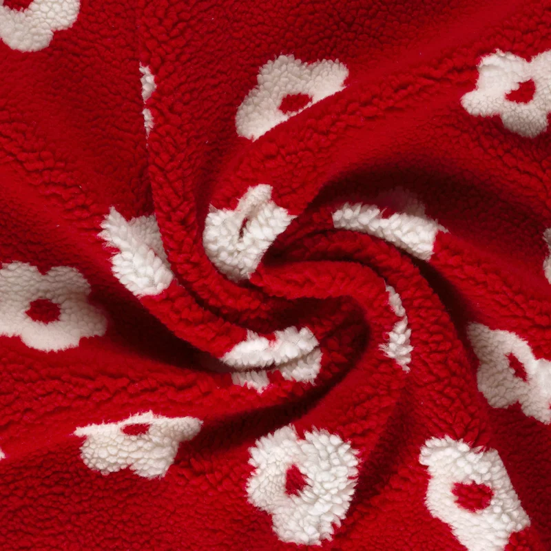 Sherpa-Fleece Blumen – Rot