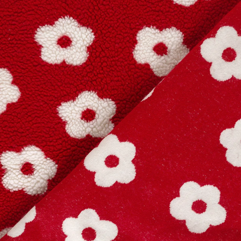 Sherpa-Fleece Blumen – Rot
