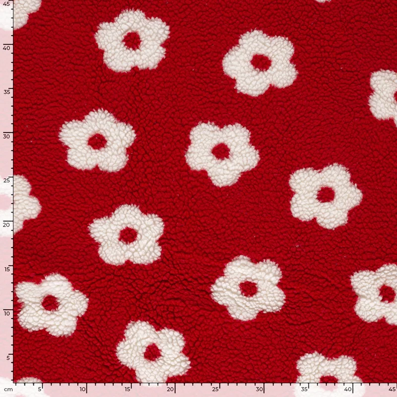 Sherpa-Fleece Blumen – Rot