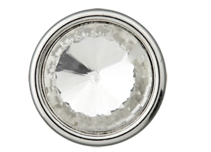 Polyesterknopf Öse 10mm silber transparent Glitzerstein