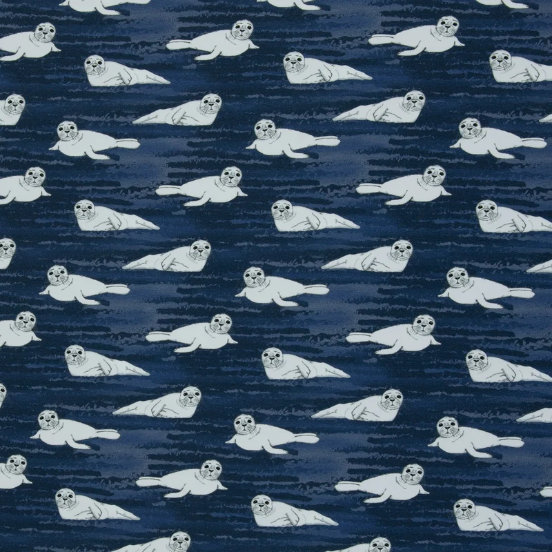 Baumwolljersey Robbe Arctic Animals by JaTiJu Swafing dunkelblau