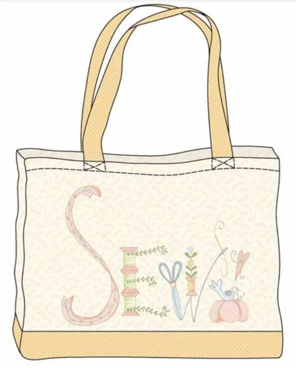 Marcus Fabrics, A Stitch For Every Season-24" Canvas Tote Bag Panel-Cream