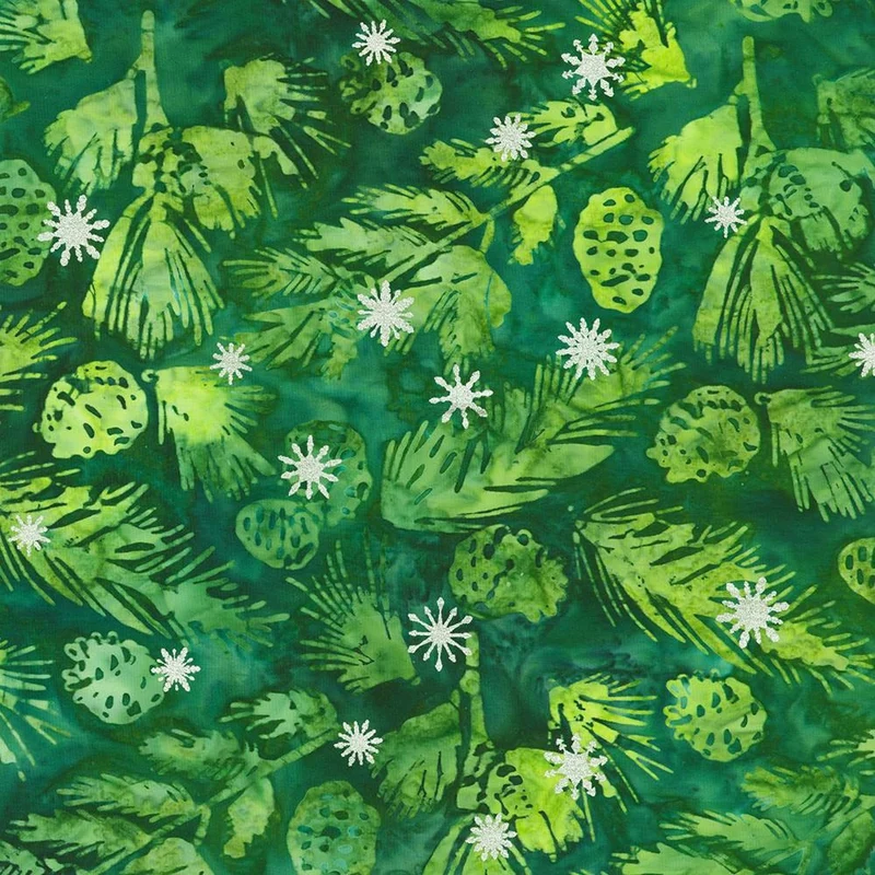 Robert Kaufman, Artisan Batiks, Evergreen Ice Metallic, Spruce Green
