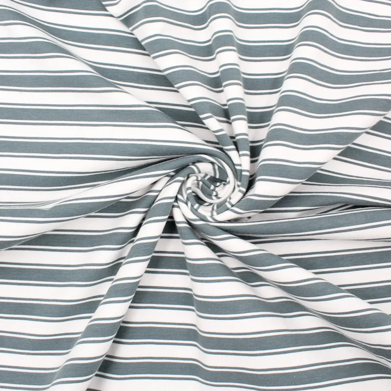 Jersey Stoff Streifen | Taubenblau