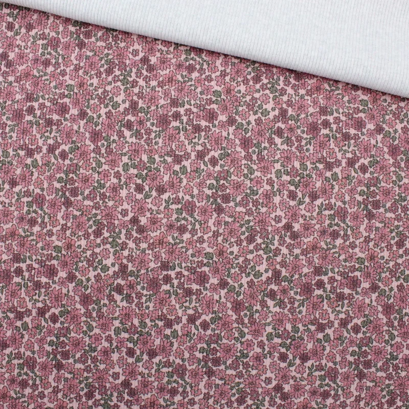 Rippstrick Jersey Kleine Blumen | Soft Rosé