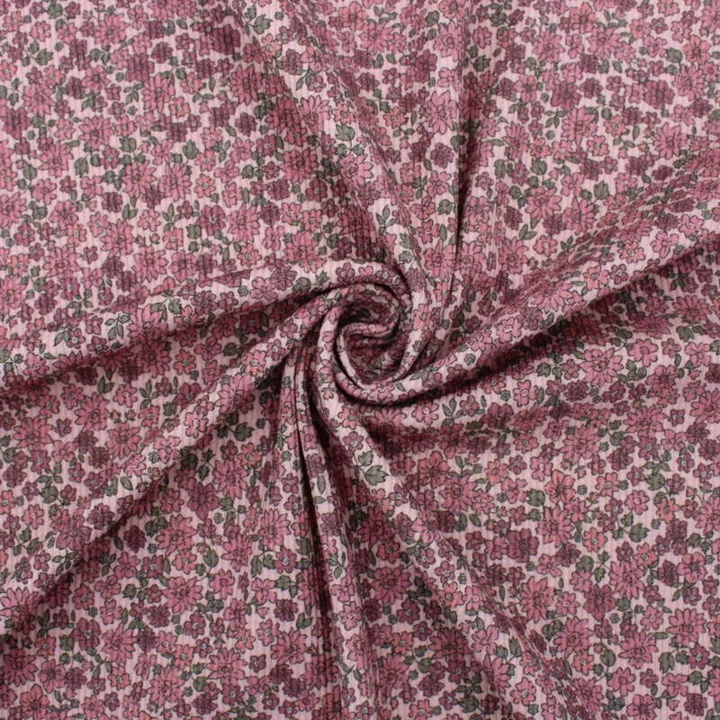 Rippstrick Jersey Kleine Blumen | Soft Rosé