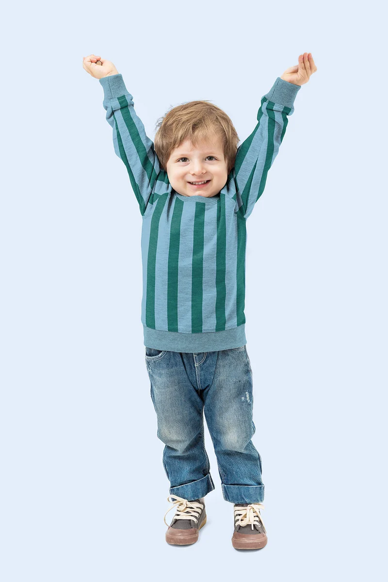 French Terry Streifen – Babyblau