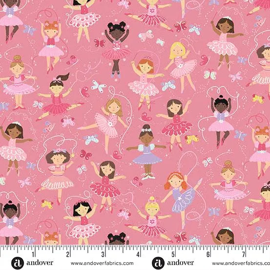 Makower UK Dance Class-Ballerinas Pink