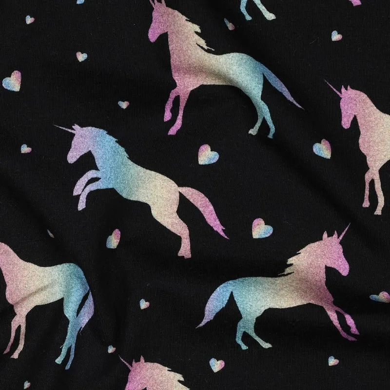 Baumwolljersey Digital Einhorn