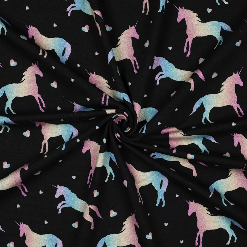 Baumwolljersey Digital Einhorn
