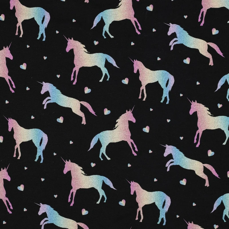 Baumwolljersey Digital Einhorn