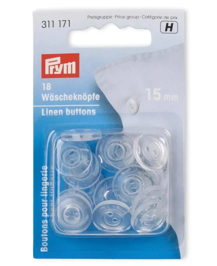 Prym Wäscheknöpfe 18 Stck 15mm transparent