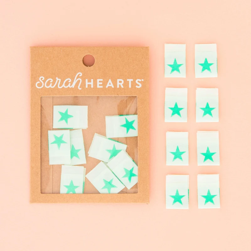 Mintgrüne Stern-Webetiketten – gewebte Labels von Sarah Hearts