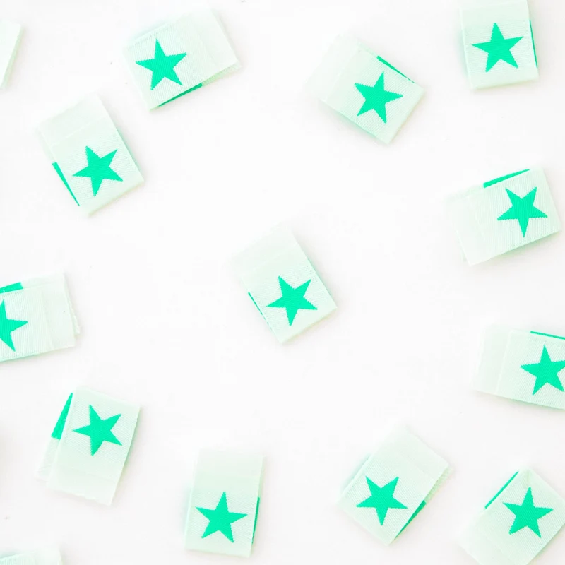 Mintgrüne Stern-Webetiketten – gewebte Labels von Sarah Hearts