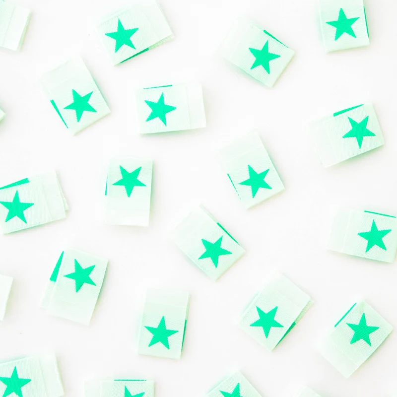 Mintgrüne Stern-Webetiketten – gewebte Labels von Sarah Hearts