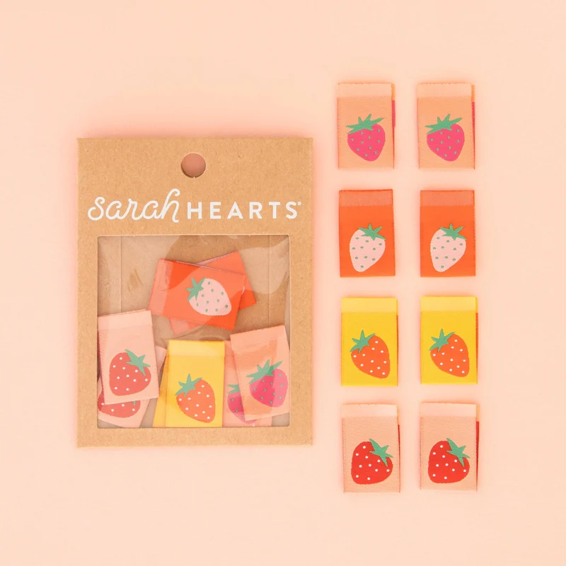 Erdbeer-Webetiketten Multipack – gewebte Labels von Sarah Hearts