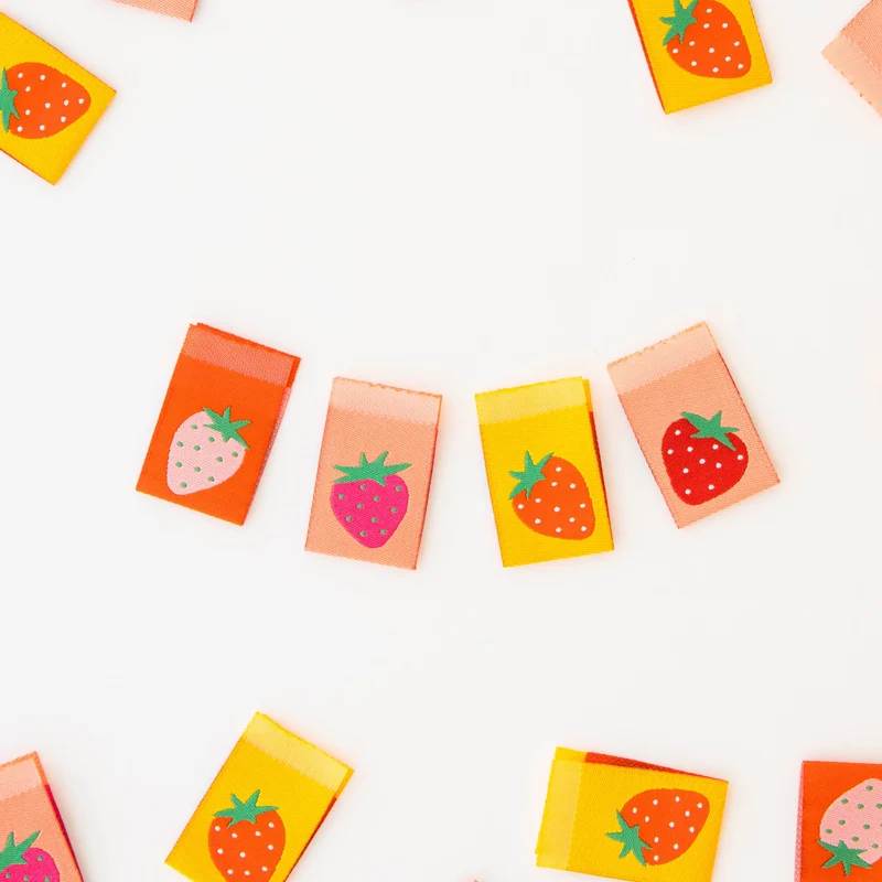 Erdbeer-Webetiketten Multipack – gewebte Labels von Sarah Hearts