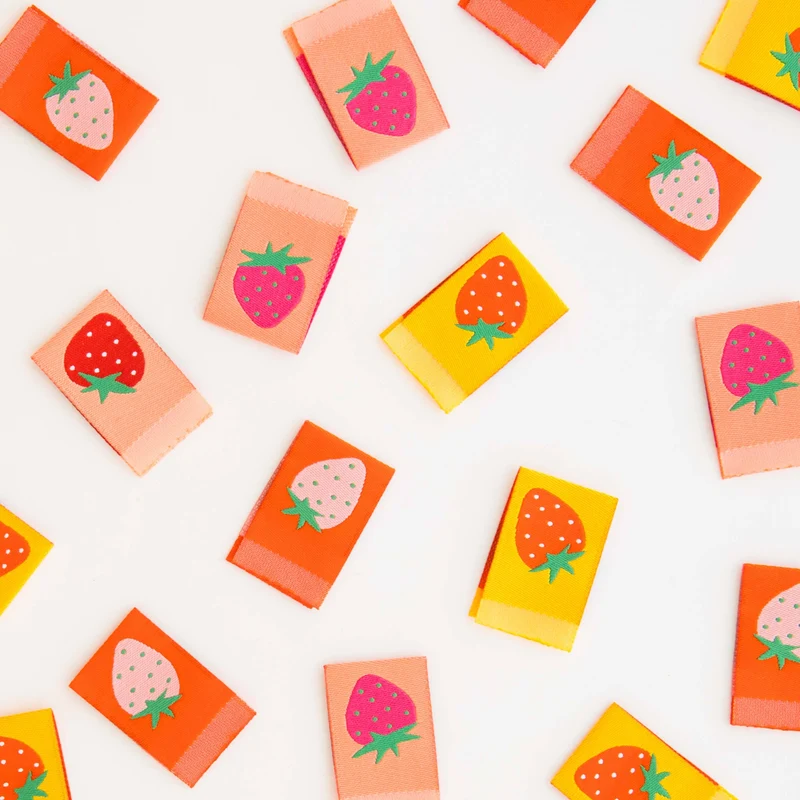 Erdbeer-Webetiketten Multipack – gewebte Labels von Sarah Hearts
